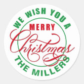 Sticker Rond Nous Vous Souhaitons Un Joyeux Noël (Devant)