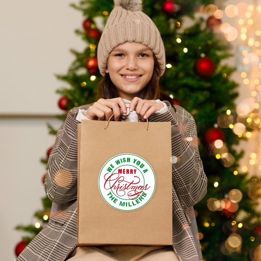 Sticker Rond Nous Vous Souhaitons Un Joyeux Noël