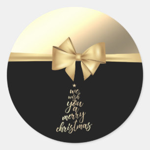 Sticker Rond Nous vous souhaitons un joyeux Noël, Arc en Or Fau