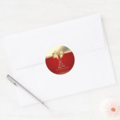 Sticker Rond Nous vous souhaitons un joyeux Noël Nœud Doré Poin (Enveloppe)