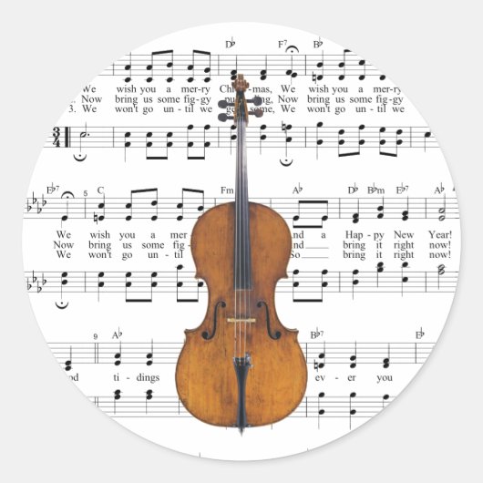 Sticker Rond Nous vous souhaitons une joyeuse feuille de Noël M (Devant)