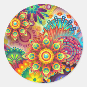 Sticker Rond Nouveau Arrière - plan Abstrait coloré