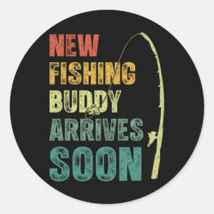 Sticker Rond Nouveau Buddy De Pêche Prochainement Grossesse De