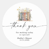 Sticker Rond Nouveau chapitre commence Baby Shower fleur sauvag (Devant)