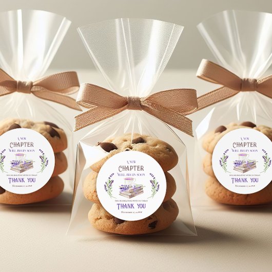 Sticker Rond Nouveau chapitre commence bientôt Lavender Books B