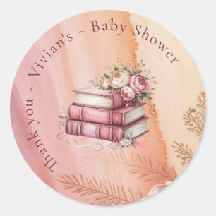 Sticker Rond Nouveau chapitre commence Floral Livres Baby Showe