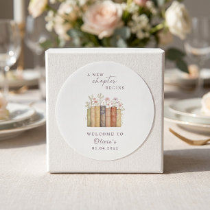 Sticker Rond Nouveau chapitre commence Floral Vintage Livres
