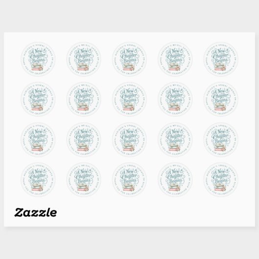 Sticker Rond Nouveau Chapitre Commence Turquoise Merci Bridal S (Feuille)