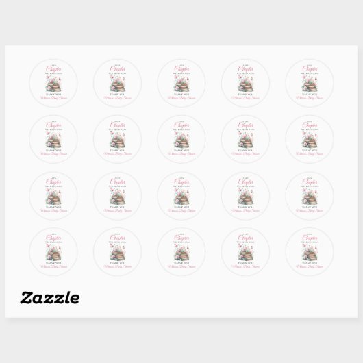 Sticker Rond Nouveau chapitre Pink Girl Storybook Baby shower l (Feuille)