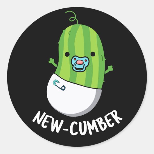 Sticker Rond Nouveau concombre Funny Veggie Cucumber Pun Dark B (Devant)
