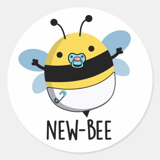 Sticker Rond Nouveau jeu de mots pour insectes amusant d'abeill (Devant)