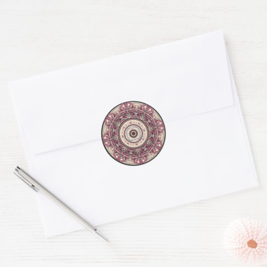 Sticker Rond Nouveau Mandala Floral (Enveloppe)