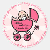 Sticker Rond Nouveau Modèle de fille de bébé (Devant)