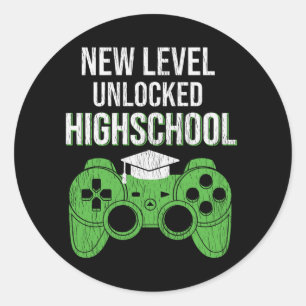Sticker Rond Nouveau Niveau Débloqué Cadeau pour Élève Gamer au