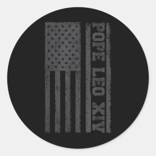 Sticker Rond Nouveau pape 2025 Américain Drapeau Catholique Pap
