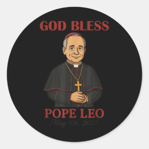 Sticker Rond Nouveau Pape 2025 Dieu bénisse le Pape Léon Xiv 8