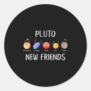 Sticker Rond Nouveaux amis planètes naines drôle Astronomie Sci