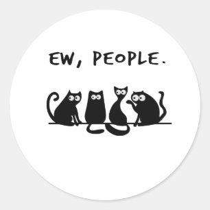 Sticker Rond Nouveaux gens drôle Meowny Chats Noirs