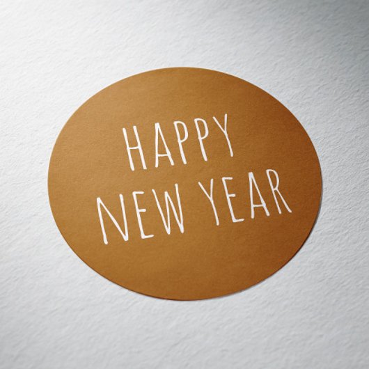 Sticker Rond Nouvel An Brown de moutarde rustique | Vacances mi