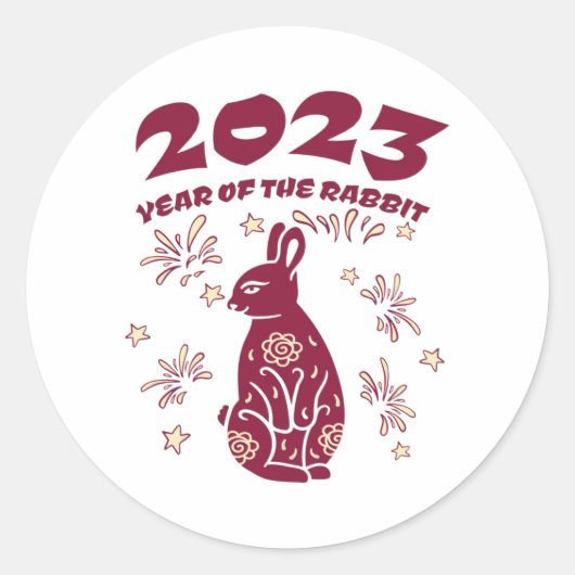 Sticker Rond Nouvel An chinois 2023 - Année du lapin (Devant)