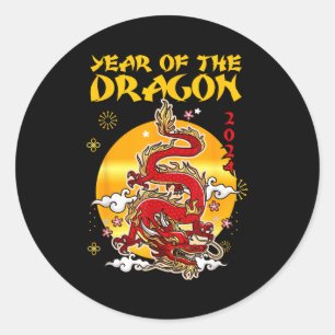 Sticker Rond Nouvel An chinois 2024 Année du Dragon Nouvel An l