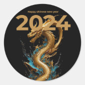 Sticker Rond Nouvel An Chinois 2024 Dragon Petit 1,5" (Devant)