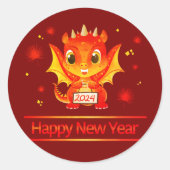 Sticker Rond Nouvel An Chinois 2024 Dragon Petit 1,5" (Devant)