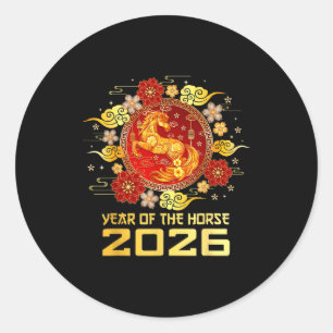 Sticker Rond Nouvel an chinois 2026 année du cheval