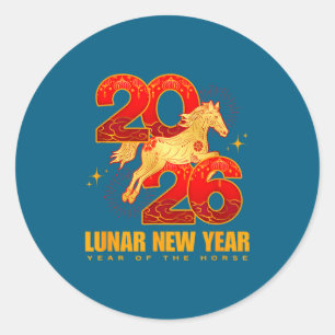 Sticker Rond Nouvel An chinois 2026 Cheval