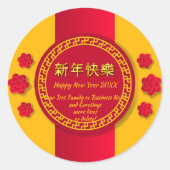 Sticker Rond Nouvel An chinois 20xx Ajouter Nom de famille (Devant)