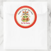 Sticker Rond Nouvel An chinois de la mignonne serpent (Sac)