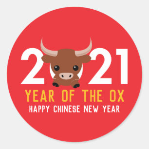 Sticker Rond Nouvel An chinois de l'Ox 2021