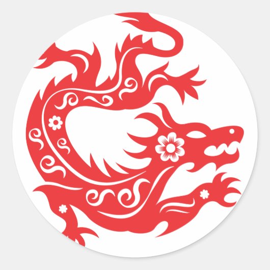 Sticker Rond Nouvel an chinois du dragon 2024 (Devant)