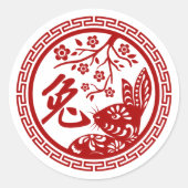 Sticker Rond Nouvel An chinois du lapin 2023 (Devant)