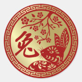 Sticker Rond Nouvel An chinois du lapin 2023 (Devant)