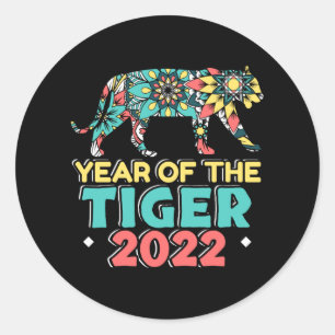Sticker Rond Nouvel An chinois du Tigre 2022 - Mandala