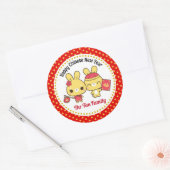 Sticker Rond Nouvel An chinois personnalisé (lapins mignons) (Enveloppe)