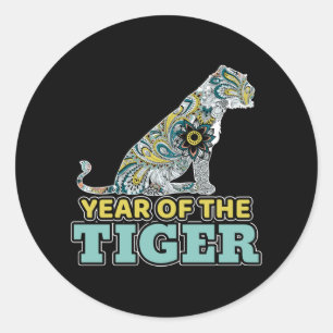 Sticker Rond Nouvel An chinois - Zodiac White Tiger