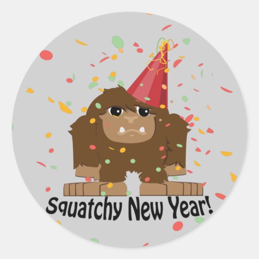 Sticker Rond Nouvel an de squatchy (Devant)
