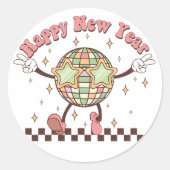 Sticker Rond Nouvel An Disco Ball Bonne année Rétro (Devant)