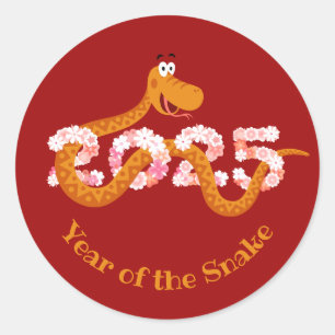 Sticker Rond Nouvel an lunaire chinois Zodiac Wood Snake 2025