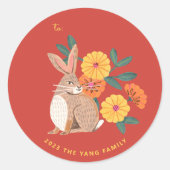 Sticker Rond Nouvel an lunaire de vacances lapin (Devant)