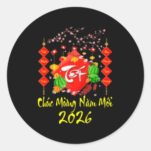 Sticker Rond Nouvel An lunaire vietnamien 2026 Tet Viet Chuc Mu