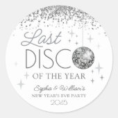 Sticker Rond Nouvel An Réveillé Disco Dernier de l'année Fête (Devant)