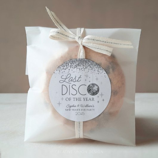 Sticker Rond Nouvel An Réveillé Disco Dernier de l'année Fête