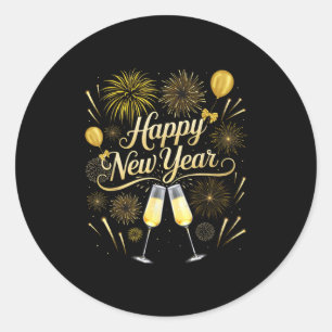 Sticker Rond Nouvel An Soir Fête Nye Matching Famille Joyeux No