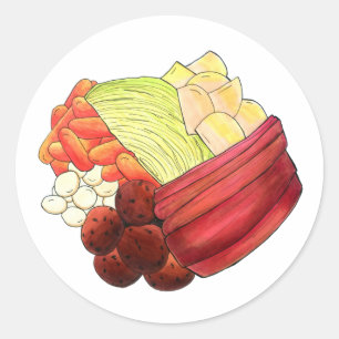 Sticker Rond Nouvel Angleterre Repas Dîner Bouilli Boeuf Corned