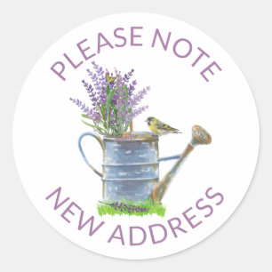 Sticker Rond Nouvelle adresse arrosage rustique avec lavande