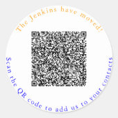 Sticker Rond Nouvelle adresse, code QR, ajouter aux contacts (Devant)