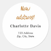 Sticker Rond Nouvelle adresse déplacée (Devant)